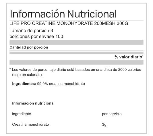 Creatina Life Pro 200 MESH 300 g | Neutro - Unbroken Fitness Shop