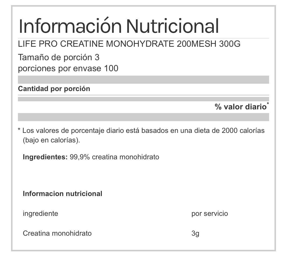 Creatina Life Pro 200 MESH 300 g | Neutro - Unbroken Fitness Shop