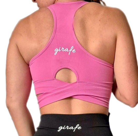 Top Double Vee Girafe pink - Unbroken Fitness Shop