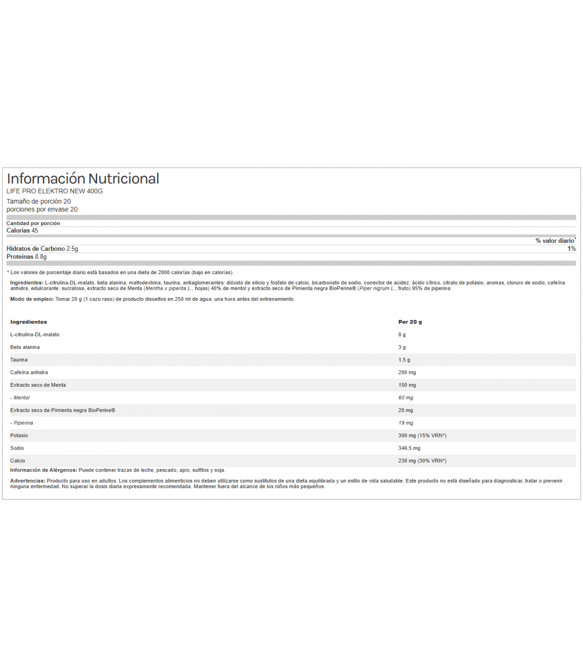 Life Pro Elektro preworkout 400 g | Ultra Energy - Unbroken Fitness Shop