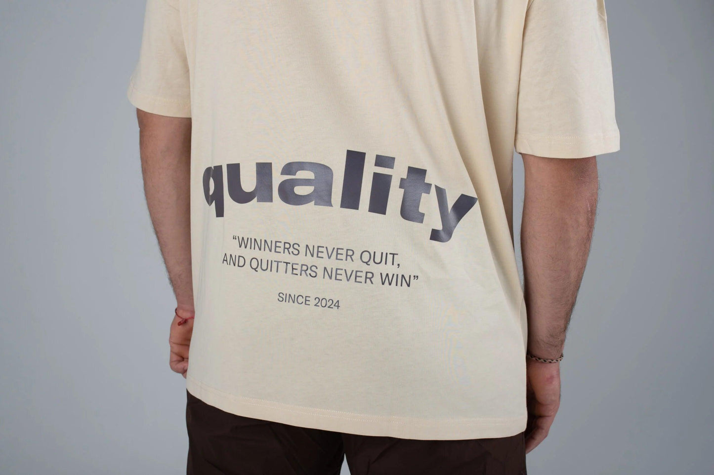 Quality Habits oversize beige unisex - Unbroken Fitness Shop