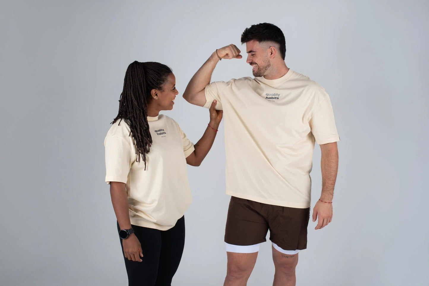 Quality Habits oversize beige unisex - Unbroken Fitness Shop
