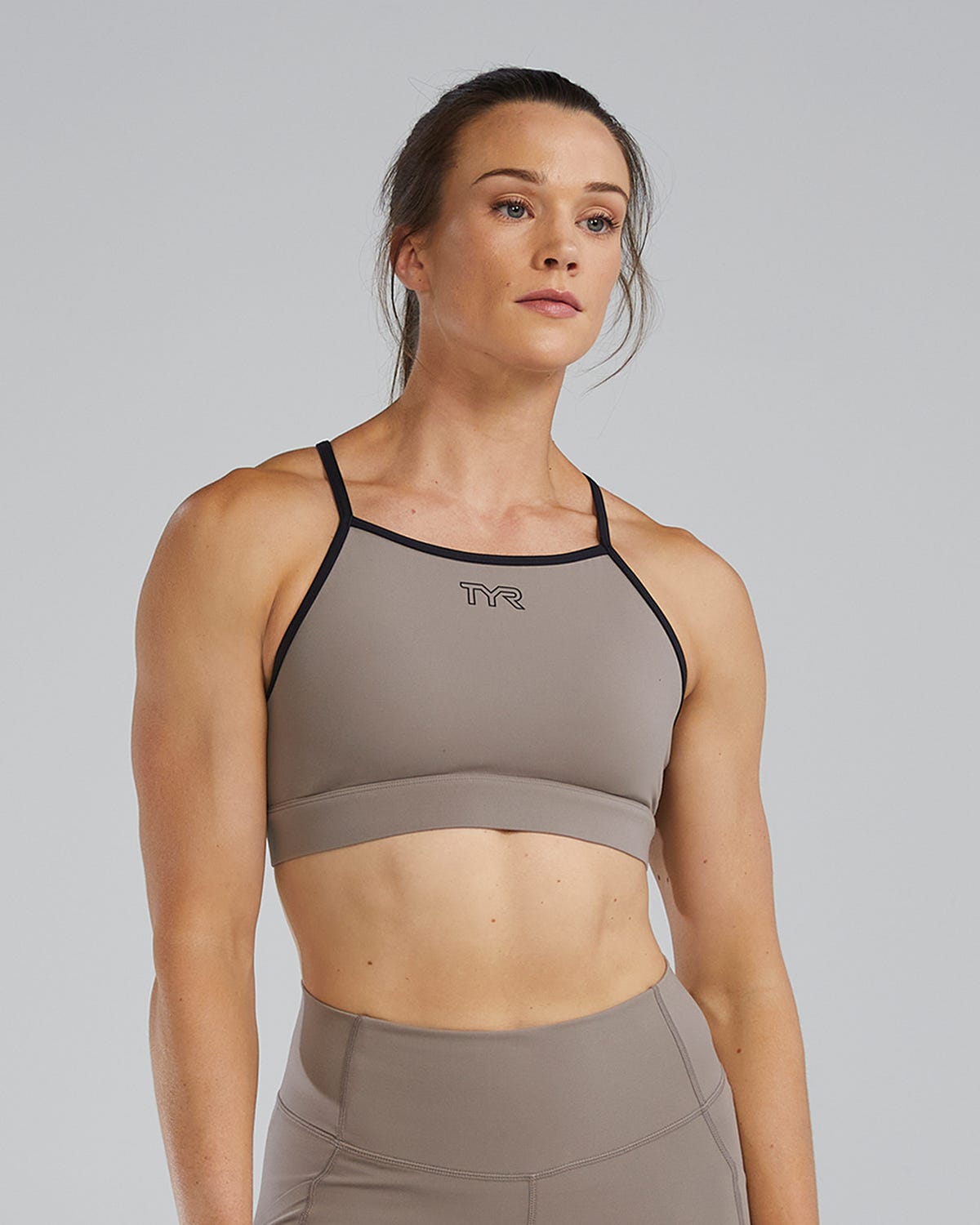 TYR High Neck Sports Bra cinder