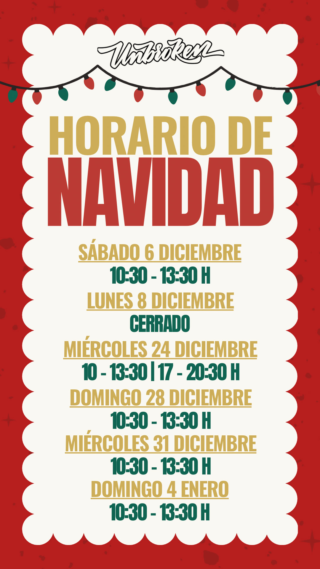 🗓️ HORARIO DE NAVIDAD 2025