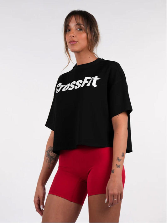 Baggy Oversize CrossFit® Crop top black - Unbroken Fitness Shop