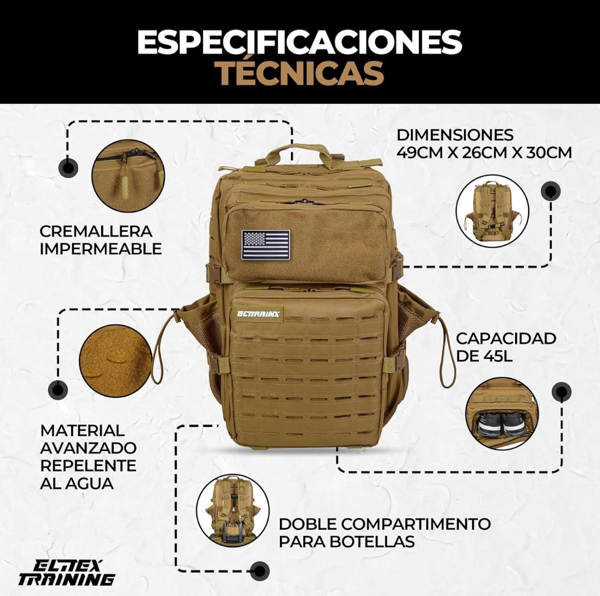 Elitex khaki V2 All In 45 L