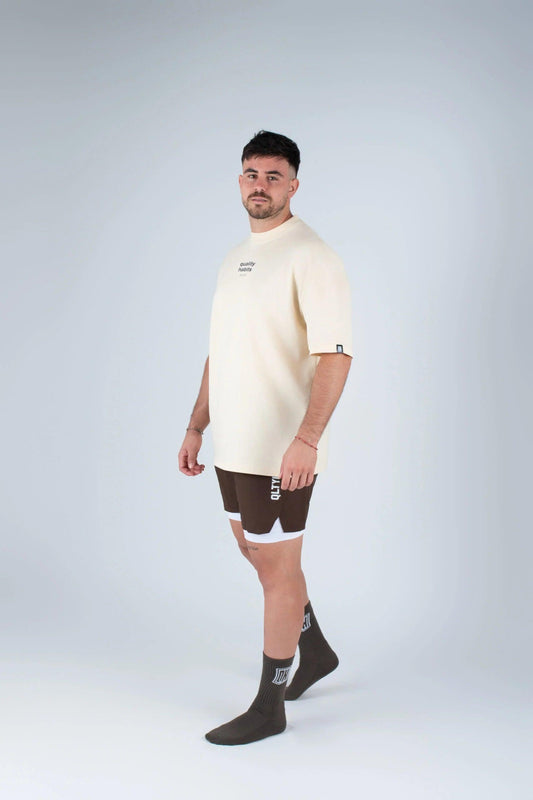Quality Habits oversize beige unisex - Unbroken Fitness Shop