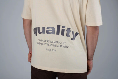 Quality Habits oversize beige unisex - Unbroken Fitness Shop