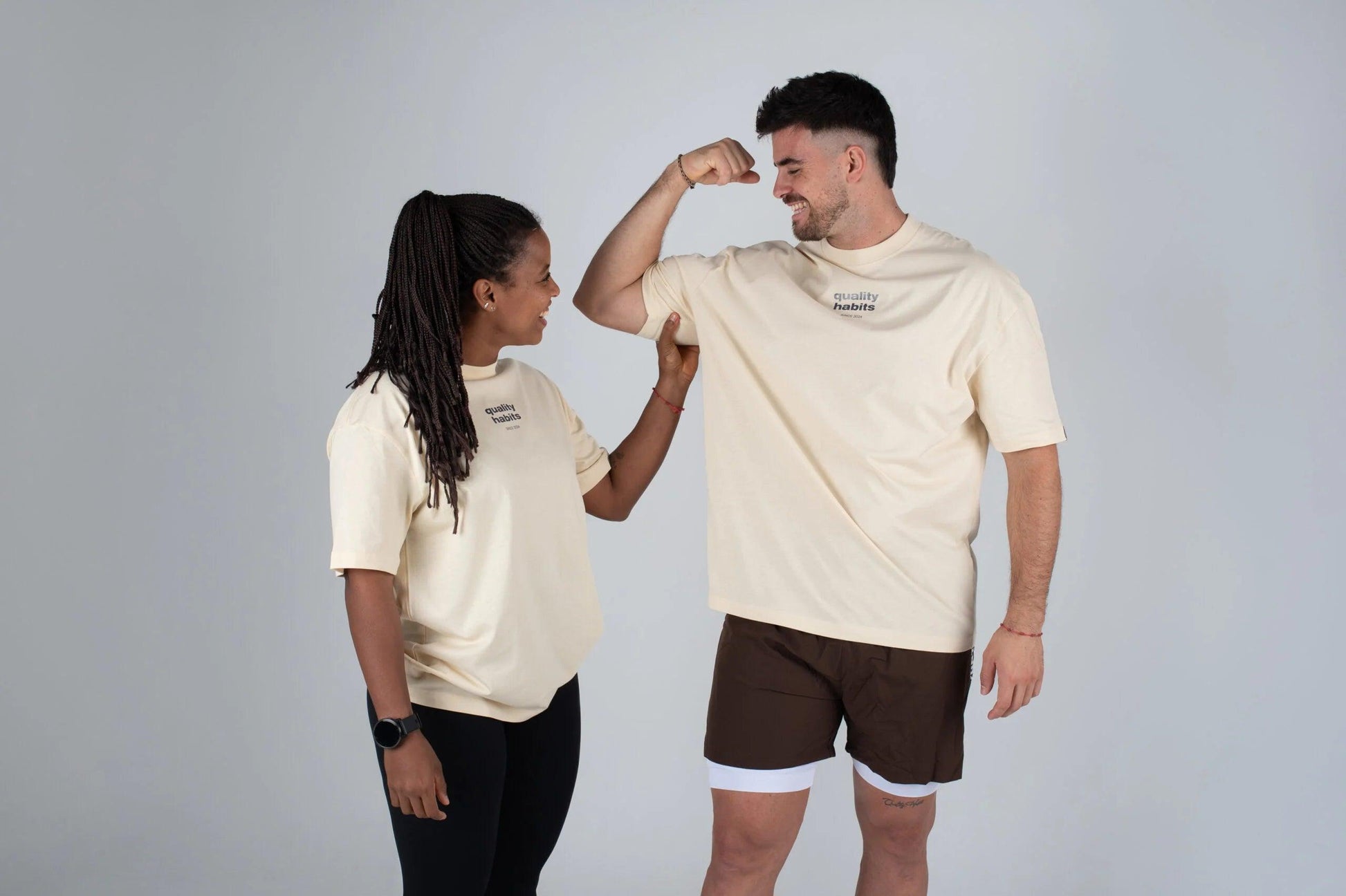 Quality Habits oversize beige unisex - Unbroken Fitness Shop
