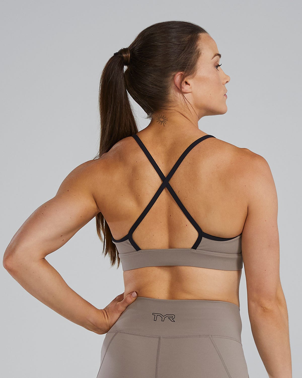 TYR High Neck Sports Bra cinder
